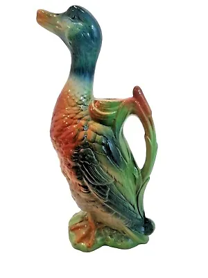 VTG Garnier Enghein France Liquor Bottle Carafe Pitcher Duck Majolica France  • $29.59