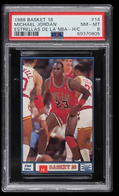 1988 Michael Jordan CHICAGO BULLS# 14 Basket 16 PSA 8 NM-MT NONE HIGHER • $8950