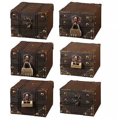 Retro Storage Box Jewelry Treasure Lock Box Case Desktop Organizer Home Decor • $19.61