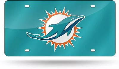 Miami Dolphins Premium Laser Cut Tag License Plate Aqua Mirrored Acrylic... • $36.79