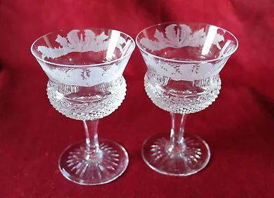 £100 • Buy Edinburgh Crystal Thistle Pattern - Pair Of Claret Glasses - Signed