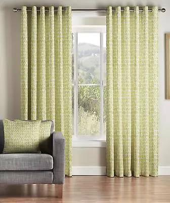 £132.05 • Buy One Pair Of MONTGOMERY Java Geometric Print Eyelet Header Lined Curtains