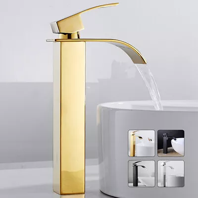 Waterfall Bathroom Basin Mixer Taps Tall Washbasin Tap Single Lever Brass UK • £48.89