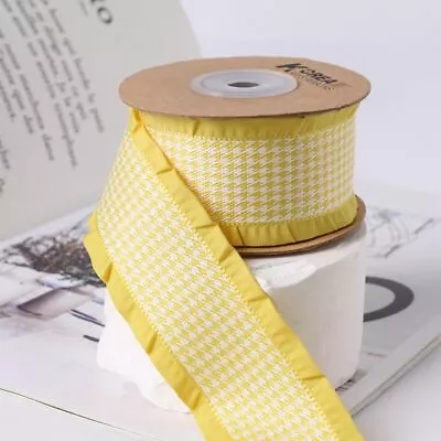 Ruffled Houndstooth Ribbon 1-1/2 Inch By 10 Yards Yellow • $19.61