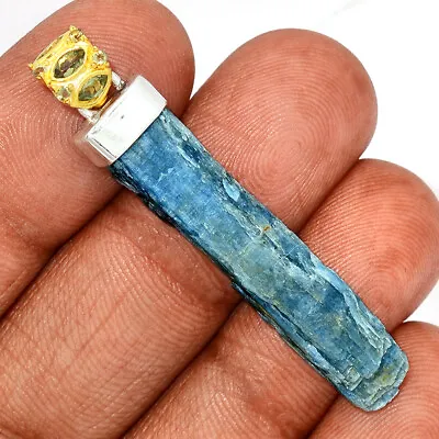 18k Gold PlatingNatural Kyanite Rough & MoldaviteSilver Pendant  CP19819 • $20.99