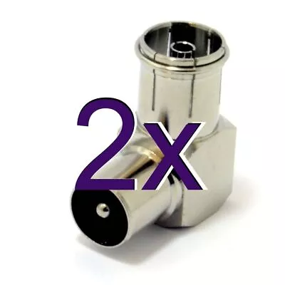 £2.86 • Buy [2 Pack] RF Right Angle Adapter Plug To Socket For TV Coax Aerial Cables