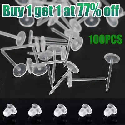 100x Clearplastic/Acrylic Transparent/Clear Earrings Work/ School Invisible Stud • £3.04