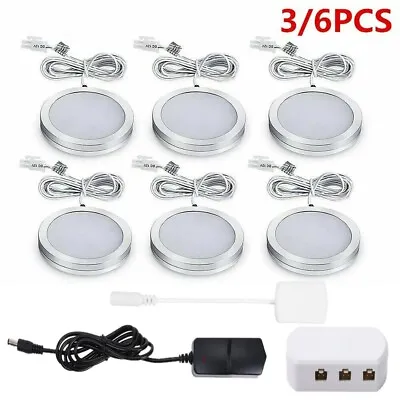 3/6PCS Under Cabinet Lights Kit LED Kitchen Counter Closet LED Puck Display Lamp • £13.59