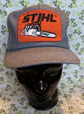 Vintage STIHL Chainsaw Denim Short Brim K Products Trucker Hat Snapback • $45