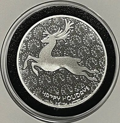 2023 Merry Christmas Reindeer Coin 1 Troy Oz .999 Fine Silver Round Medal Gift • $56.50