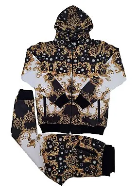 Time Is Money Men's Black Gold Urban Baroque Tracksuit New Hip Hop Era TM4 • £49.99