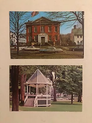Lot Of 2 Vintage Chrome Postcards New Milford Conn (CT) Town Hall Bandstand • $5