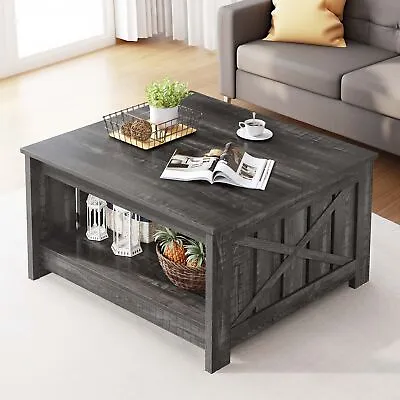 Square Coffee Table With Storage For Living Room Modern Center Cocktail Table • $82.99