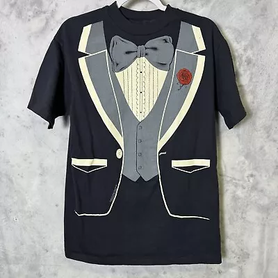 Vintage Tuxedo T Shirt Adult Large L Black 80s Single Stitch Short Sleeve • $24.99