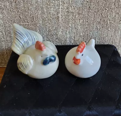 Vintage Small Miniature  Hen & Rooster Figurines  • $11.99