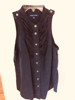  MARTIN + OSA Women’s Navy Silk Tuxedo S/L Top Blouse Size 0 Anthropologie • $19.99