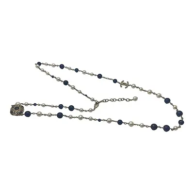 Coco Chanel Long Navy Faux Pearl Necklace 50 /127cm • £1275