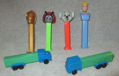 PEZ Lot Of 6 Vintage PEZ Dispensers 2 Trucks Cinderella Ladybug Mouse C3PO • $8