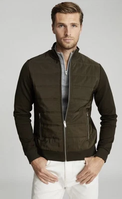 £29 • Buy Reiss ‘Freddie’ Full Zip Quilted Hybrid Jacket Green Size Medium