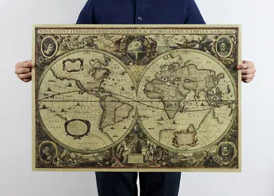 $15.99 • Buy Retro Antique World Map Poster Vintage Style Wall Decor Picture Nautical Maps 