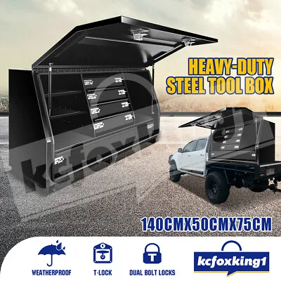 $1259.90 • Buy Steel Ute Tool Box Lockable Drawer Toolbox Truck Trailers Storage 170x70CM Black