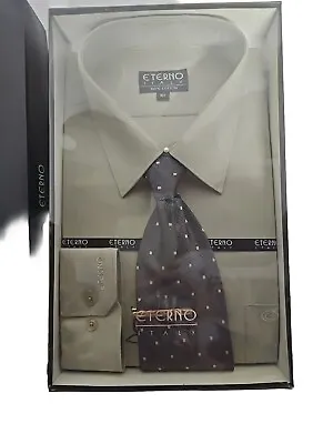 Eterno Italy Dress Shirt And Tie Set L (16.5) Light Green NEW! • $19.99