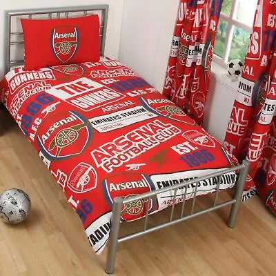 Arsenal FC Patch Single Duvet Cover And Pillowcase Set Football Red  • £32.79