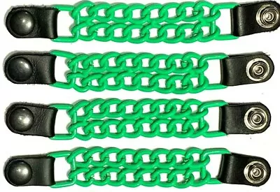 4 Neon Green Powder Coated Double Chain Motorcycle Vest Extenders Made In Usa • $23.99