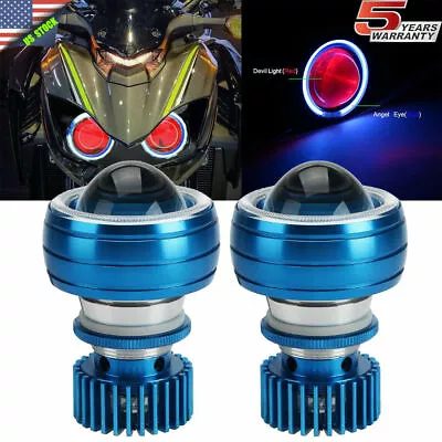 $84.99 • Buy Motorcycle LED Projector Headlight Ring Angel Demon Light For Yamaha YZF R1 R6