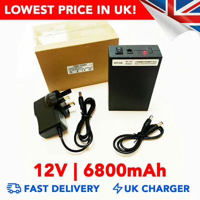 12v 6800mAh Rechargeable Li-ion Battery Portable DC Power Pack - UK • £32.99