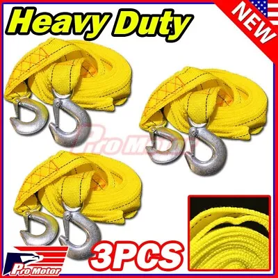 3PC 10FT (2  X 10') Yellow Rope Heavy Duty Tow Strap Hook 10K LB 5 Ton Capacity • $24.80