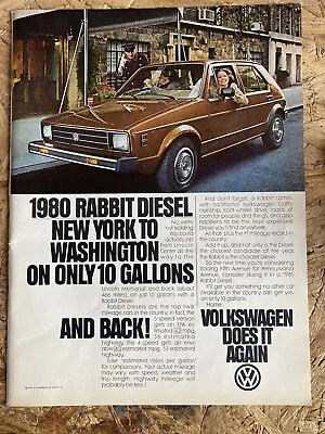 1980 VW Volkswagen Rabbit Diesel Retro Vintage Automotive Print Ad -A001 • $5.99