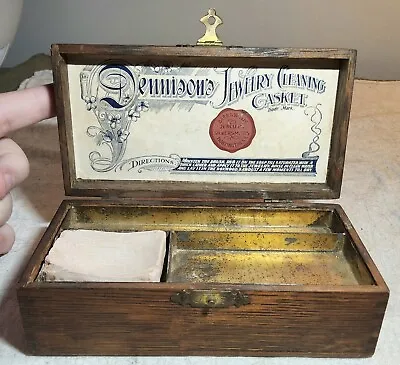 $69.95 • Buy Antique Dennison's Jewelry Cleaning Casket Fingerjoint Wood Box Barr & Willis Ny