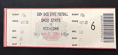 Ohio State Vs Michigan 11/20/2004 College Football Ticket Stub • $11.93