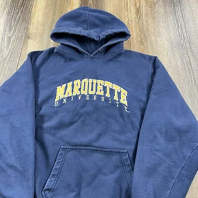 Vintage Marquette Sweatshirt Mens M Blue Hoodie University Golden Eagles Team J • $29.96