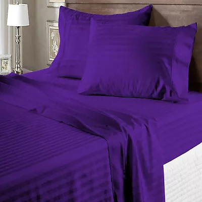 100% Cotton 1000TC Marvelous Sheets US Sizes Choose Item Purple Stripes • $83.60