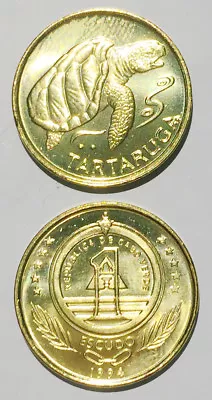 Cabo Verde 1 Escudo 1994 Turtle 18 Mm Brass Steel Coin UNC • $2.99