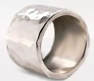 Huge 15mm Wide Solid Sterling Silver Hammered Wedding Band .925 Sterling RING • $12.34