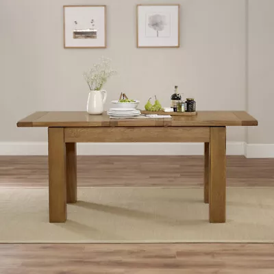 Rustic Oak Medium Extending Dining Table - 6-8 Seater - Kitchen Furniture- RS16 • £599