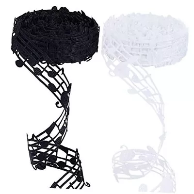  20 Yards Music Note Ribbon Black White Hollow Length-20 Yards Black/White • $15.77