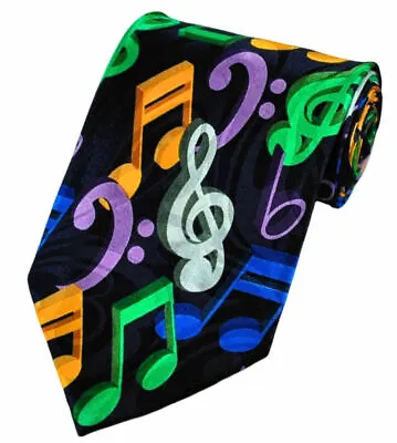 £13.99 • Buy THE TIE STUDIO - Colorful Music Notes 3D On Navy, Men's Novelty Tie