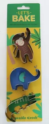 Crocodile Creek Let's Bake Cookie Cutter Set Monkey Elephant Crocodile NIB • $12