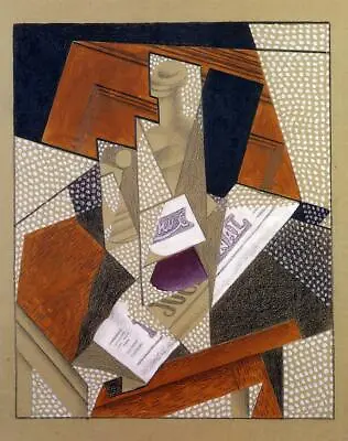 Art Oil Painting Abstract Still Life On The Table Bottle-Juan-Gris Canvas • $72.37