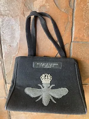 Vintage My Flat In London Queen Bee Black Wool Felt Handbag • $39.99