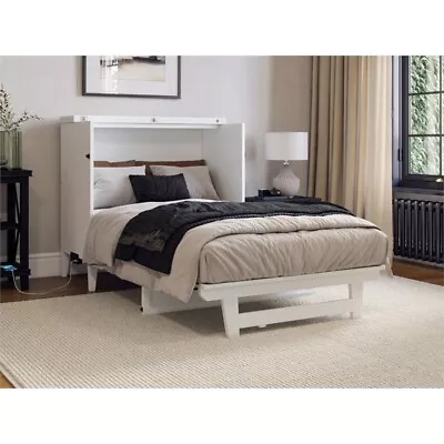 Santa Fe Twin Murphy Bed Chest With Mattress & Built-in Charger In White • $905.34