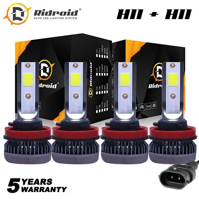 H11 H9 High + Low Beam Combo 240W 52000LM LED Headlight Bulbs Kit 6000K White • $15.99