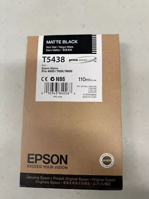NIB EPSON T5438 MATTE BLACK 110ml INK Stylus Pro 4000/7600/9600  Exp: 8/2015 • $26