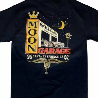 MOON GARAGE T-Shirt Mens LARGE Mooneyes HOT ROD Custom Drag Racing NHRA ScTa Tee • $31.98