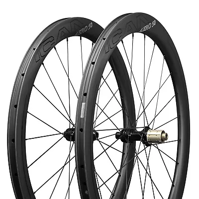ICAN AERO 50 Disc Carbon Road Bike Wheelset 700C Disc Brake Center Lock In AU • $1008