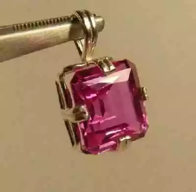 3Ct Princess Cut Lab Created Pink Sapphire Solitaire Pendant Yellow Gold Plated • $55